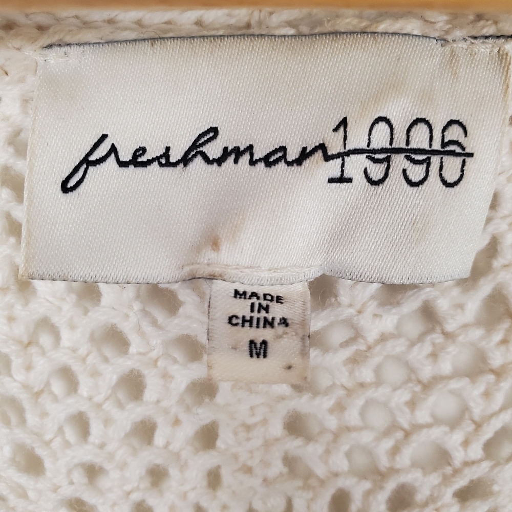 Freshman 1996 Crochet Top and Sleeveless Duster.  Off White. MED. #0151 - Picture 2 of 10